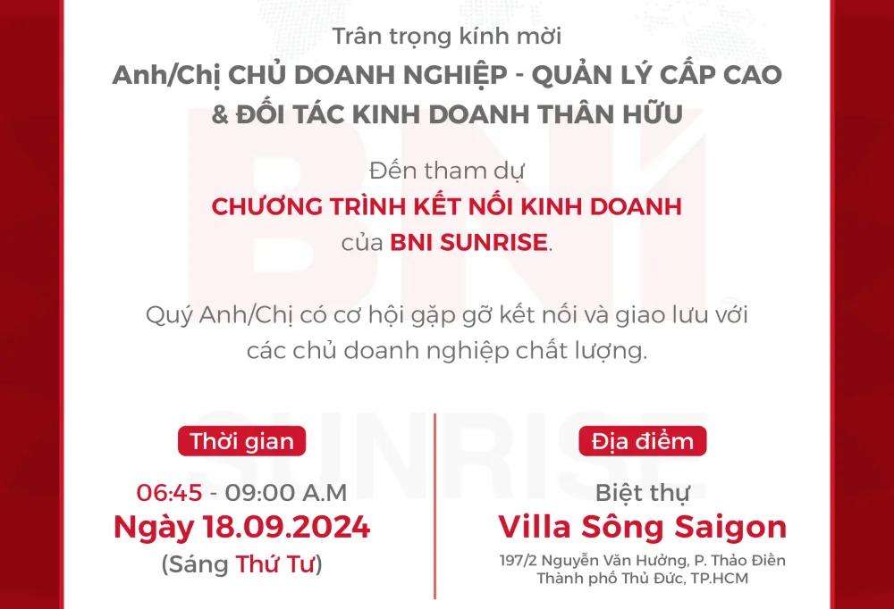 Thư mời Kết nối kinh doanh ngày 18.09.2024