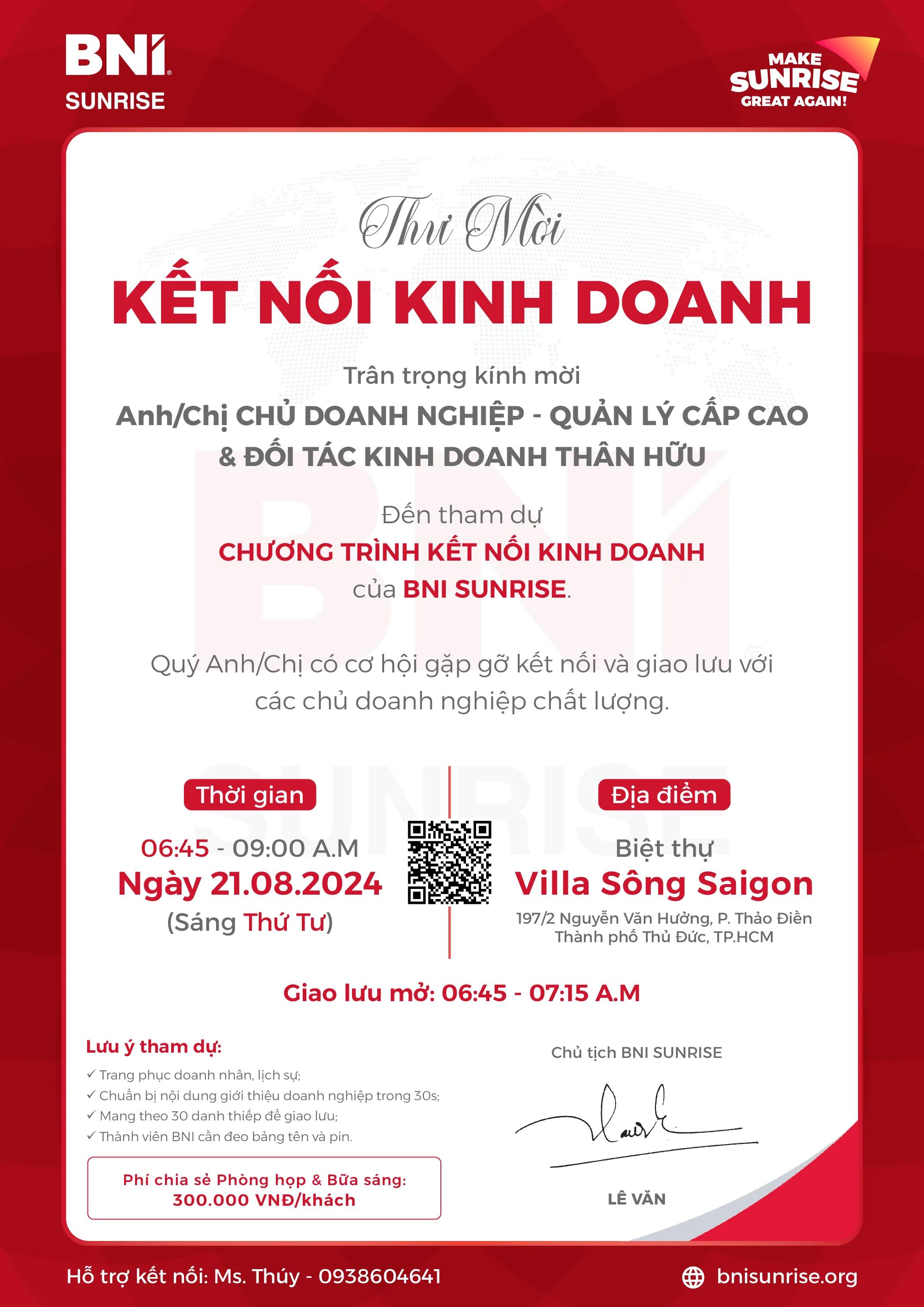 Thư mời Kết nối kinh doanh ngày 21.08.2024