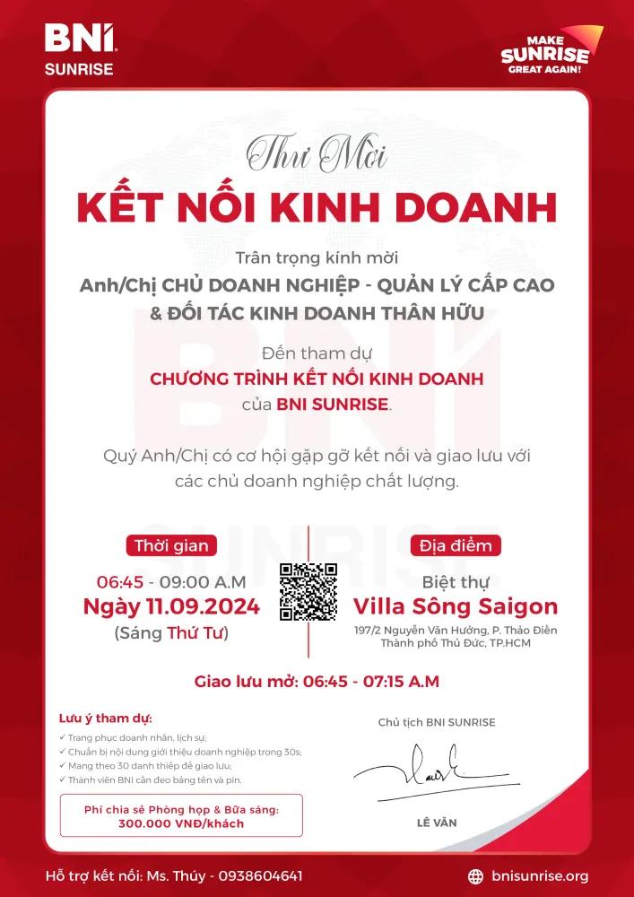 Thư mời Kết nối kinh doanh ngày 11.09.2024